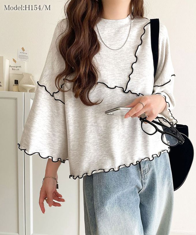 日本 Classical Elf - 木耳QQ俏麗造型寬袖上衣-炭黑