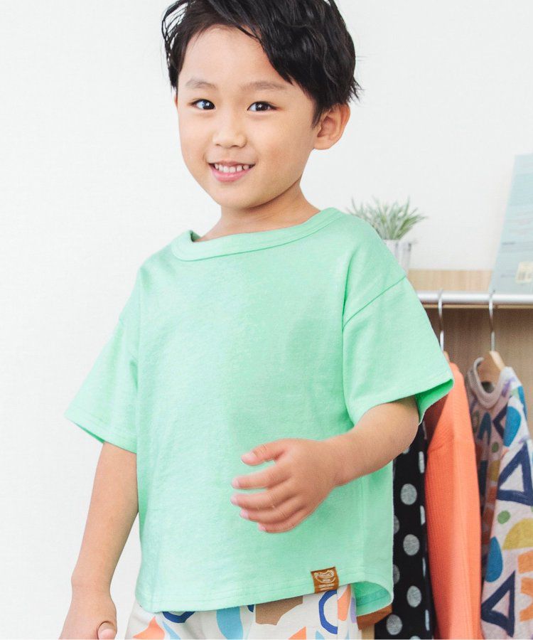 日本 BREEZE - 正反OK！圓領印花短袖上衣-線性-黑