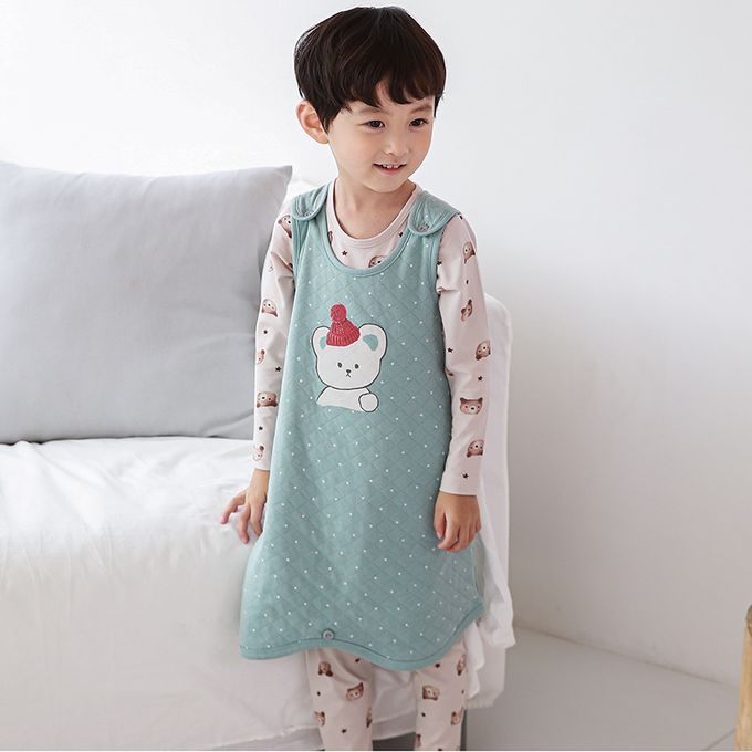 正韓 Cogibu - 極舒適無螢光劑 100% 有機棉幼兒/兒童鋪棉保暖防踢背心-北極熊