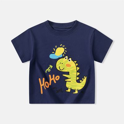 BE TOP - 純棉短袖上衣-HoHo彩繪恐龍-深藍