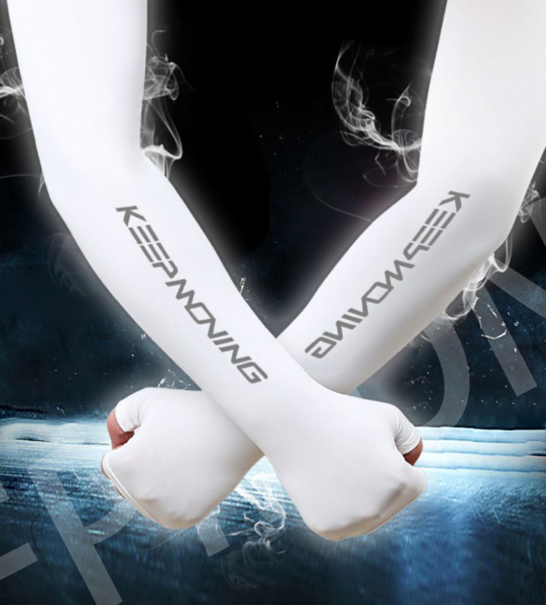 (買一送一)UPF50+冰絲涼感防曬袖套-迷彩款-紅色+灰色