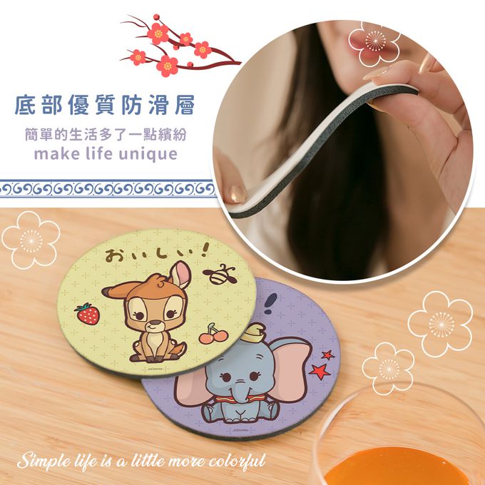 收納王妃 - 迪士尼 Disney 動物系列【瑪麗貓和桑普】 珪藻土軟式吸水杯墊-二入組10X10X0.5CM