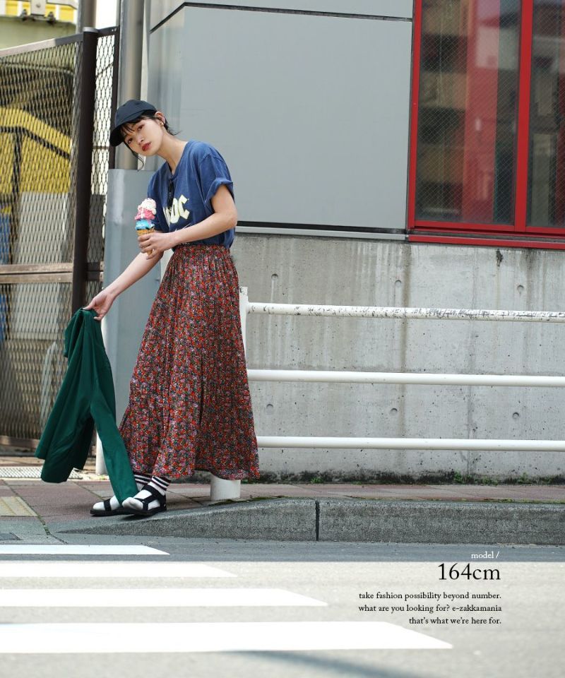 日本 zootie - 昭和復古碎花雪紡長裙-歐風花園