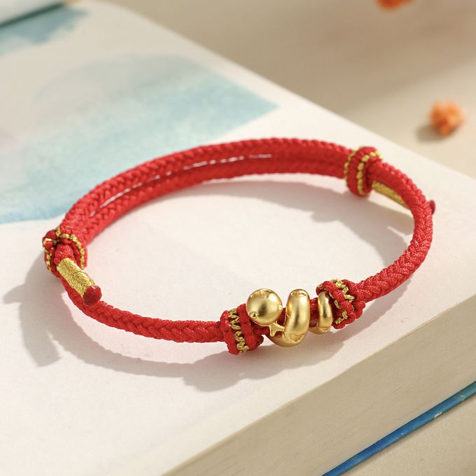 本命年愛心金蛇送福999銀好運編織手繩 新年過年開運生肖紅繩