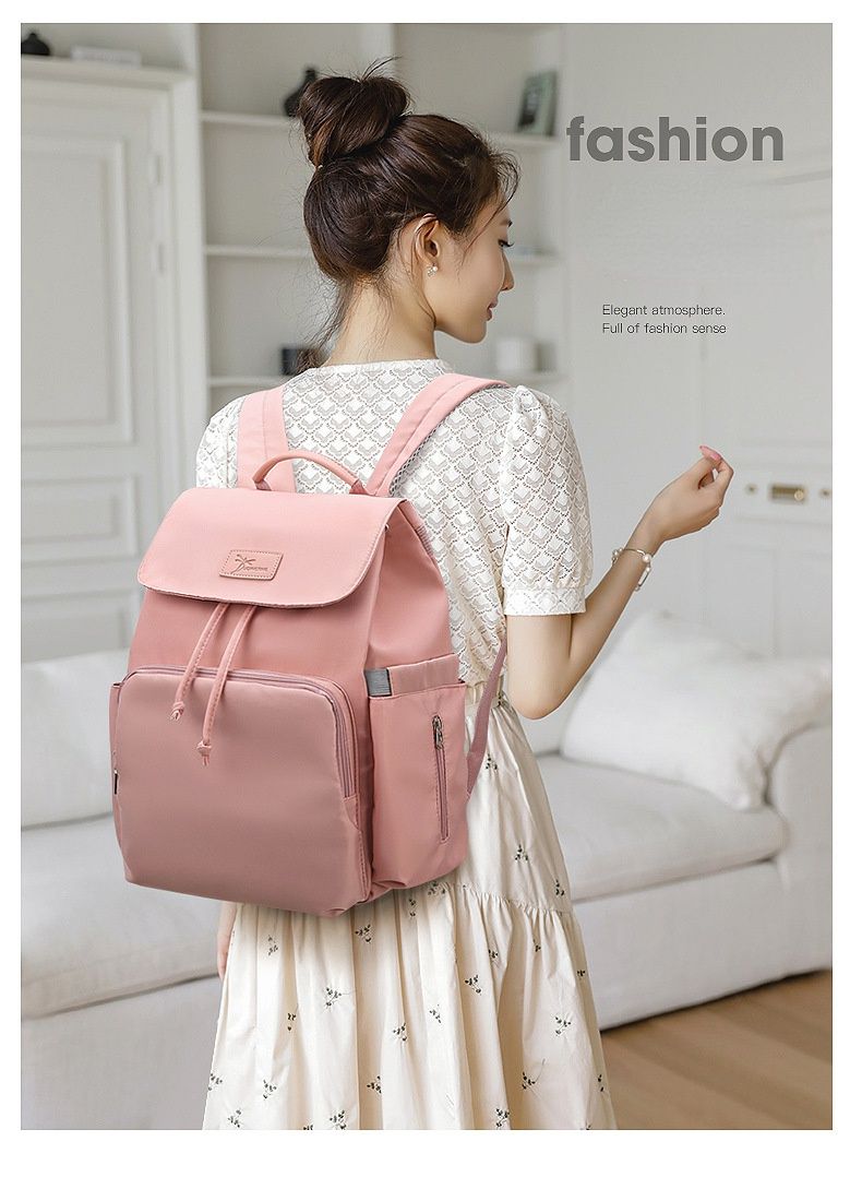 時尚多功能乾濕分離媽媽包/後背包-抽繩款-黑色 (40x34x19cm)