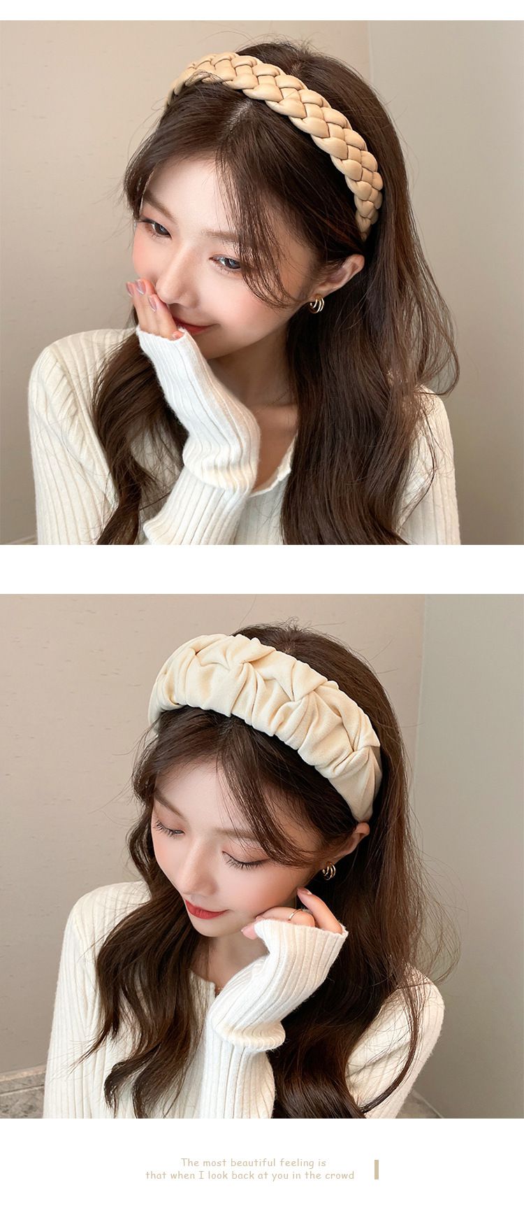 氣質復古秋冬色系髮箍-麂皮海綿-奶咖啡色