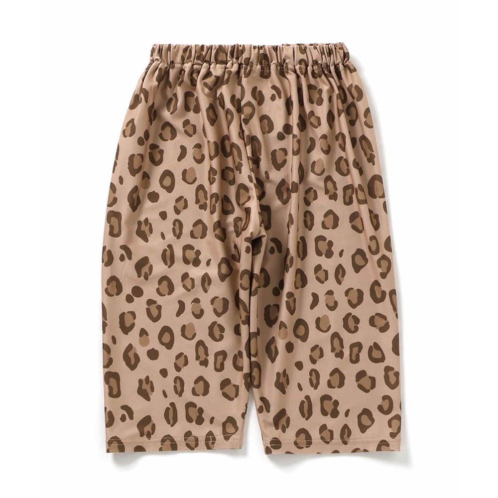 透氣舒適網眼印花七分褲-豹紋-淺棕