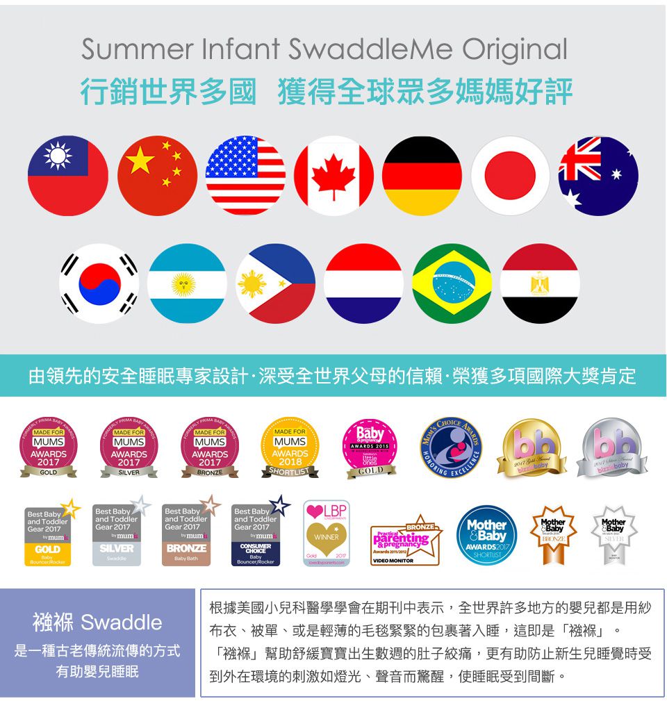 Summer Infant - 美人魚舒眠成長型包巾-碧綠水波 (0-6M)