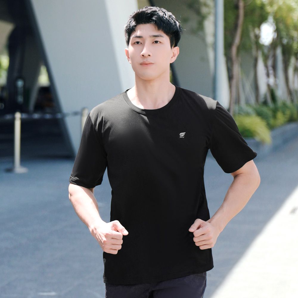 舒涼防曬排汗短袖上衣-男款-黑色
