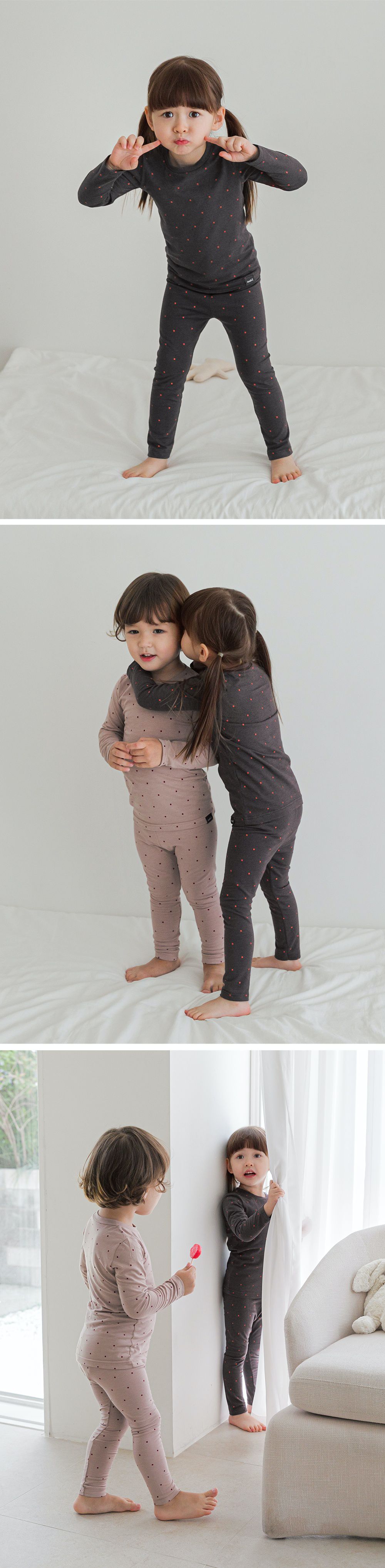 韓國 Cordi-i - 德國Viloft天然纖維保暖衣套裝-點點-可可