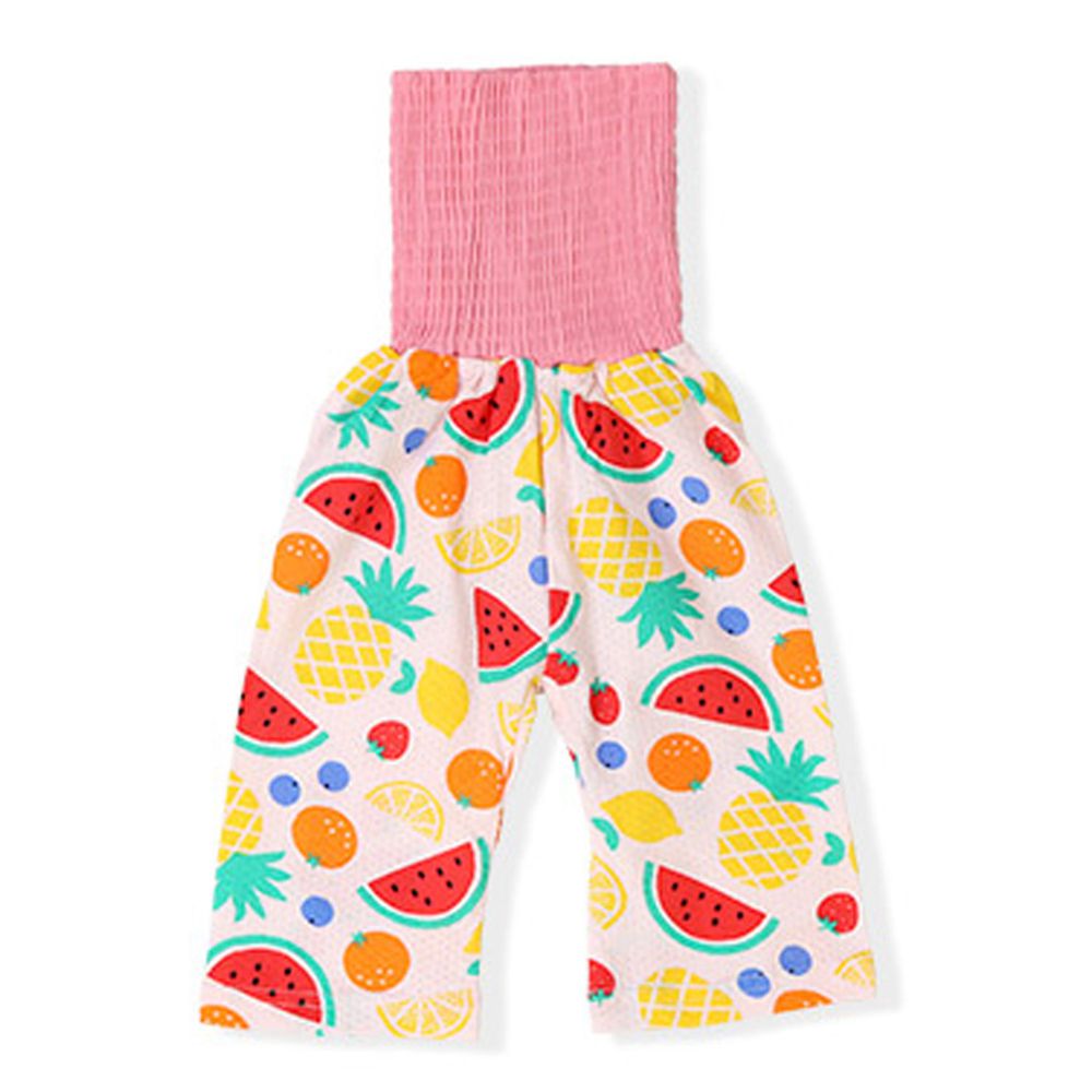日本 ZOOLAND - 涼感 100%棉腹卷睡褲-繽紛水果-粉