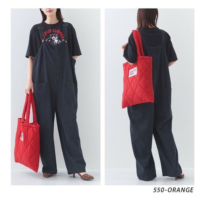 日本 OMNES - 輕巧大容量尼龍絎縫托特包-銀 (42x39cm)