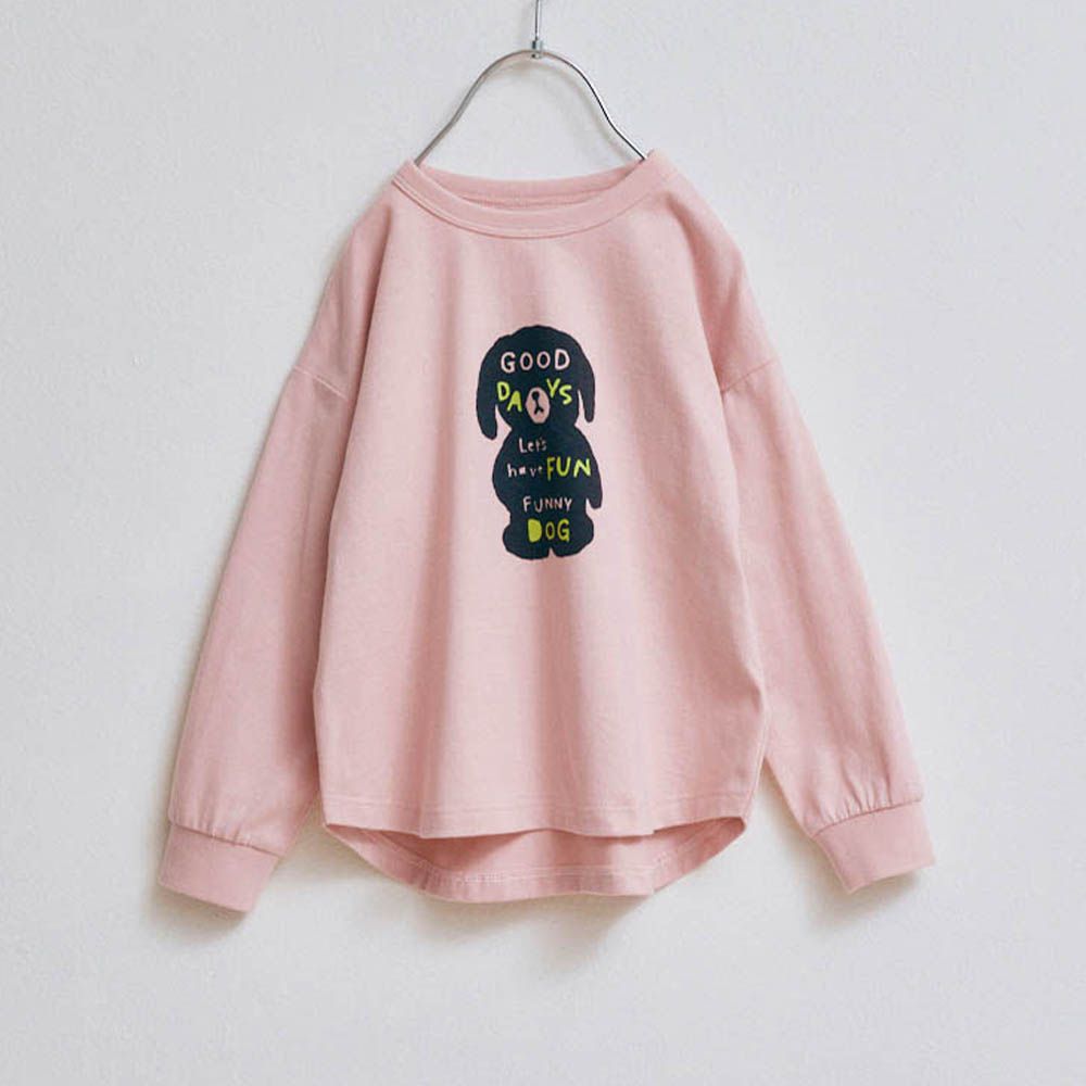 7days 天竺棉印花長袖上衣-狗狗剪影-蜜桃粉