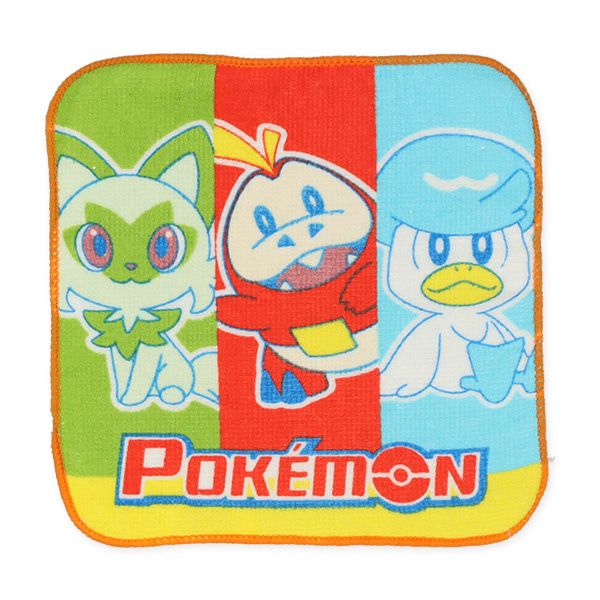 日本西松屋 - 純棉上學擦手巾/手帕(5入組)-寶可夢-水藍/紅系 (16×16cm)