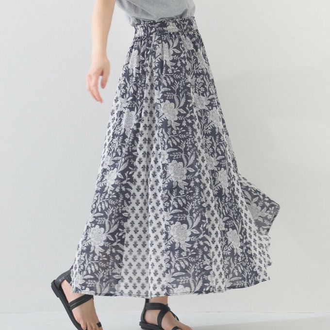 日本 OMNES - 100%印度棉 奢華印花飄逸感長裙-黃