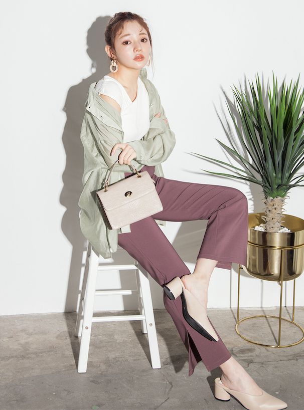 日本 GRL - 不對稱羅紋彈性無袖上衣-水藍