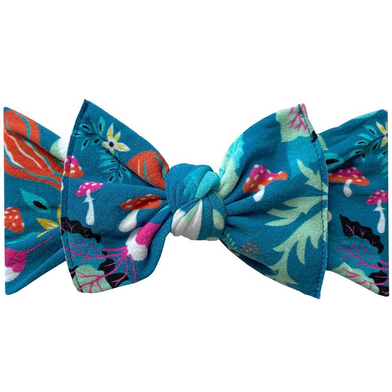 美國baby bling - 純手工超彈/極細緻輕柔/無束縛感蝴蝶結髮帶/髮飾_印花款-奇幻蘑菇 (0-5歲適用)