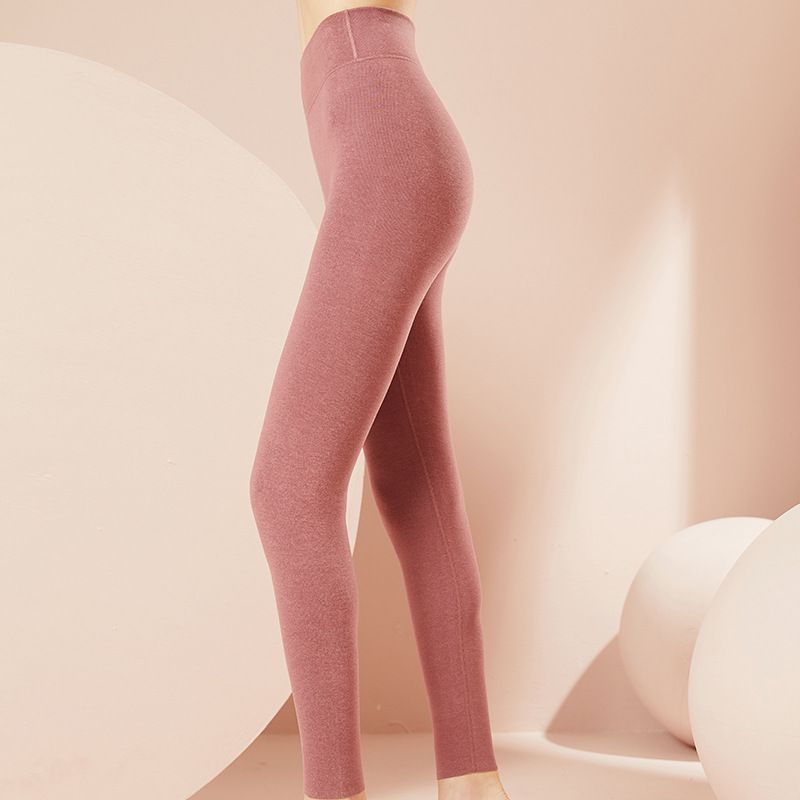 高腰德絨保暖長褲-黑色