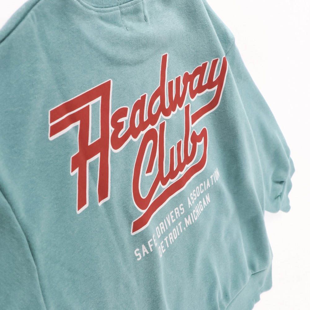 街頭印花縮口長袖上衣-英文LOGO-淺藍