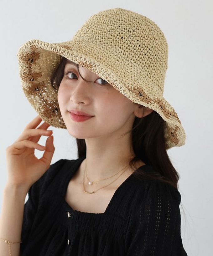 日本 BLUE EAST - 甜蜜花朵編織遮陽漁夫帽-棕