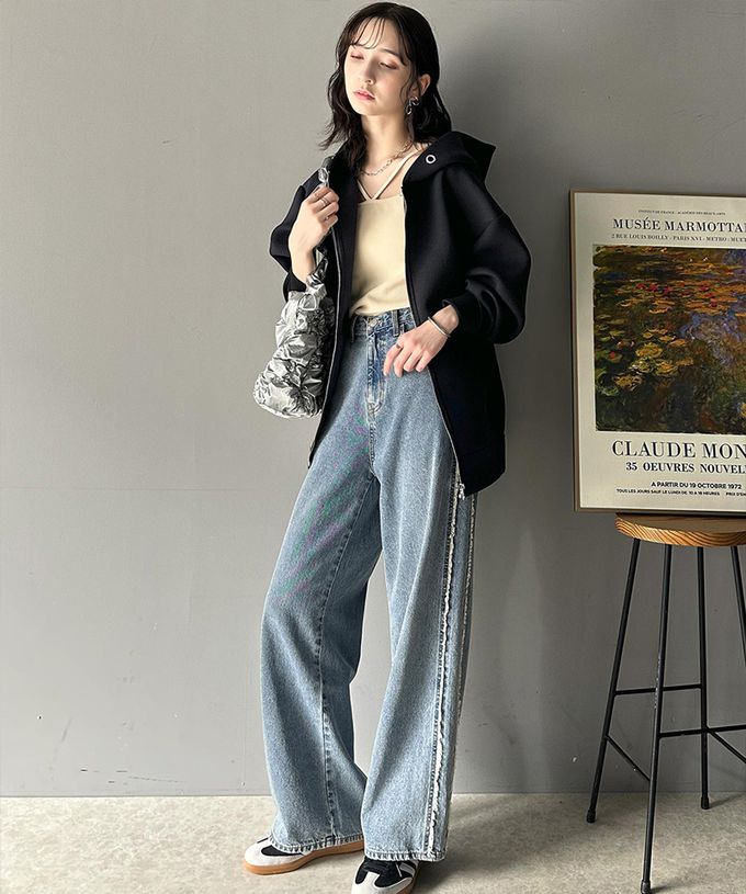 日本 Classical Elf - 厚磅簡約休閒長版連帽外套-黑