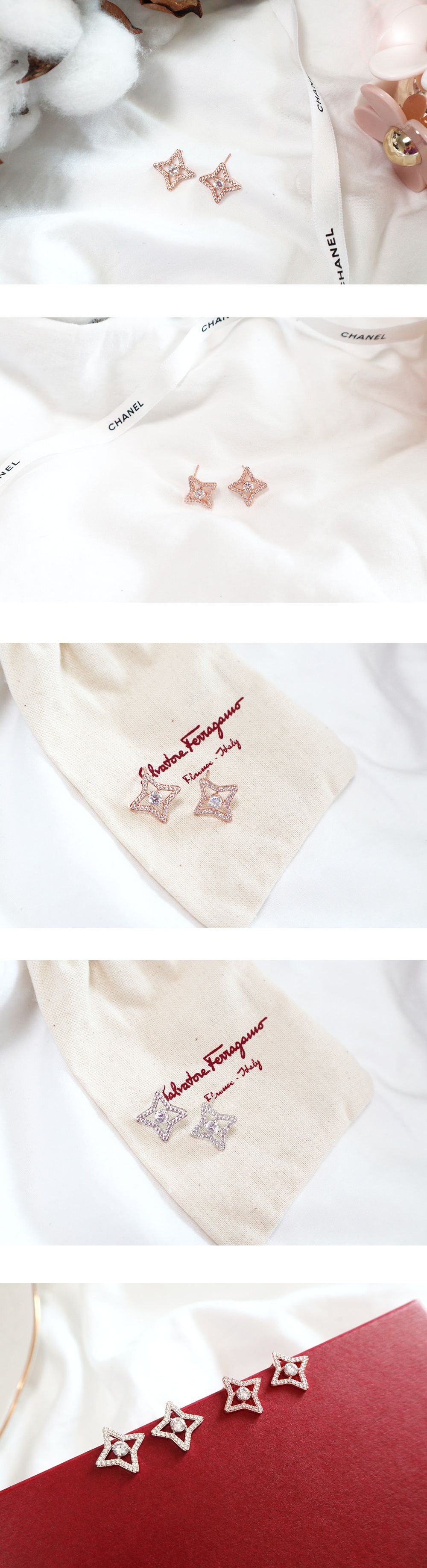 韓國製 - (925純銀)<今生是第一次> 庭沼珉同款耳環-十字星-銀