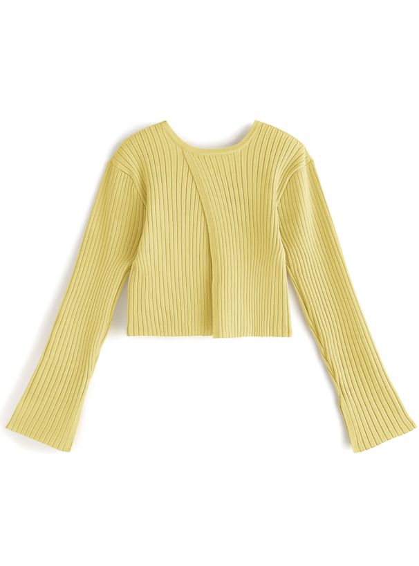 日本 GRL - 甜美交叉短版羅紋針織上衣-粉 (F)