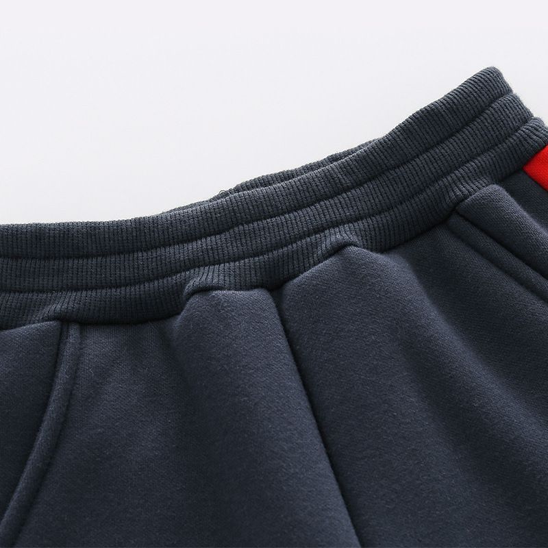 薄絨腰鬆緊休閒保暖束口長褲-繽紛機器人-灰色