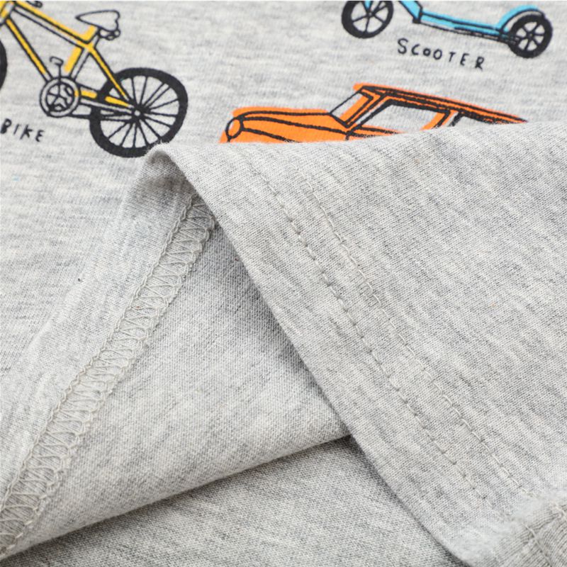 Jumping meters - 圓領棉質長袖上衣-車車大集合-灰+紅