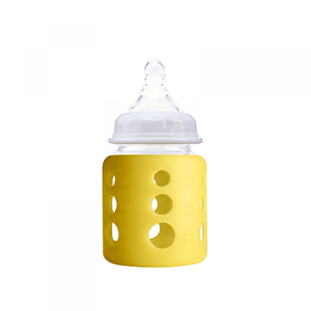 Cherub BABY - 寬口玻璃奶瓶150ml-黃色-附感溫握套、S號奶嘴頭