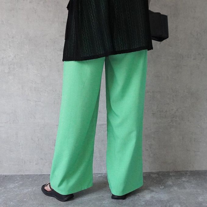 日本女裝代購 - 接觸涼感 腳長效果抗皺休閒寬褲-淺米