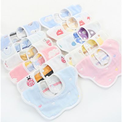 JoyNa - 5條入-寶寶六層紗 花瓣口水巾 圍兜-女寶寶隨機5條入