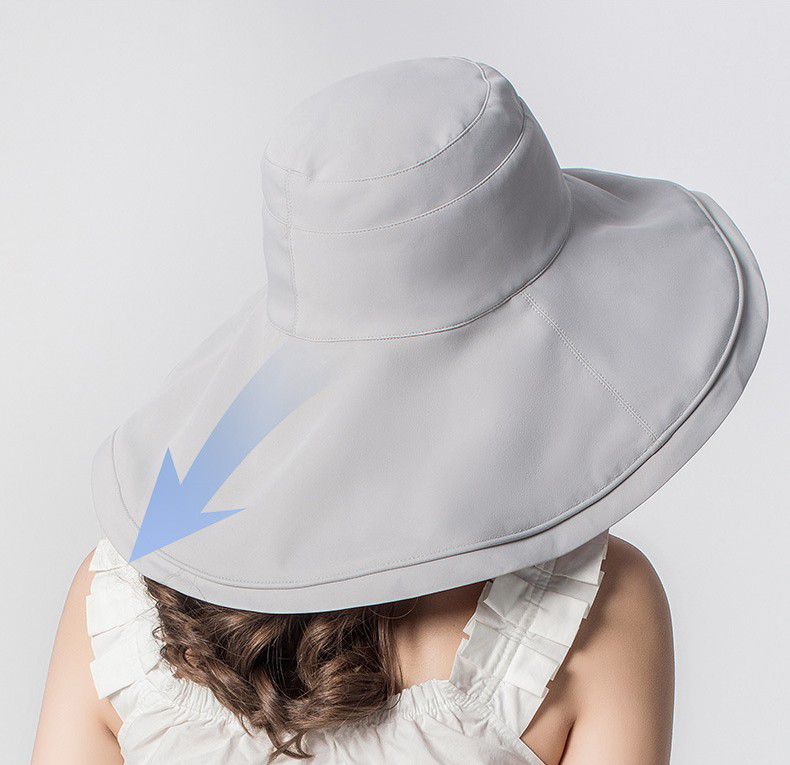 抗UV大帽沿防曬遮陽帽-氣質灰