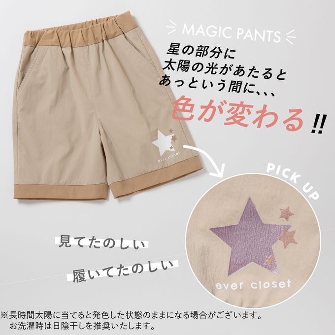 日本 evercloset - 水陸二用 神奇變色星星速乾短褲-海軍藍