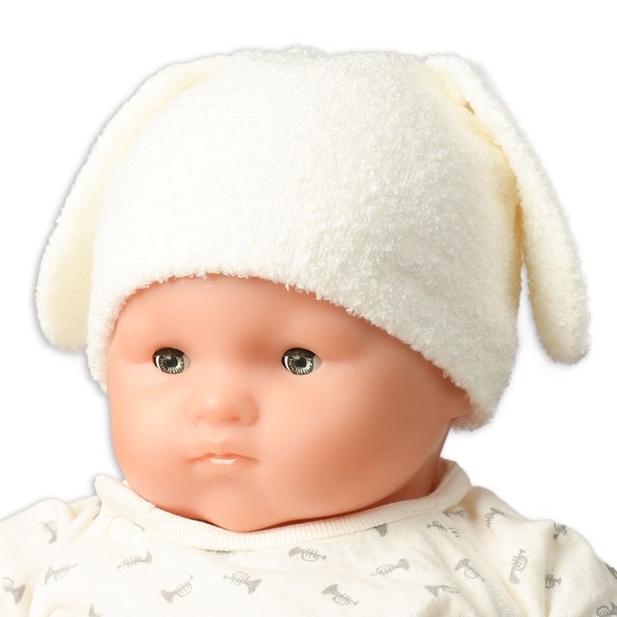 akachan honpo - 毛茸茸柔款針織帽-白色動物-白色