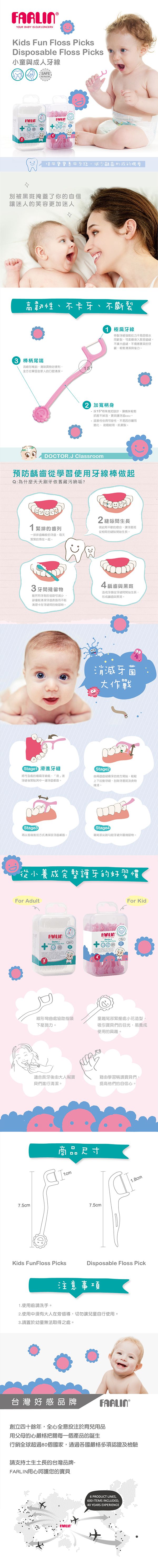 FARLIN - 兒童安全牙線棒-藍-40PCE/盒