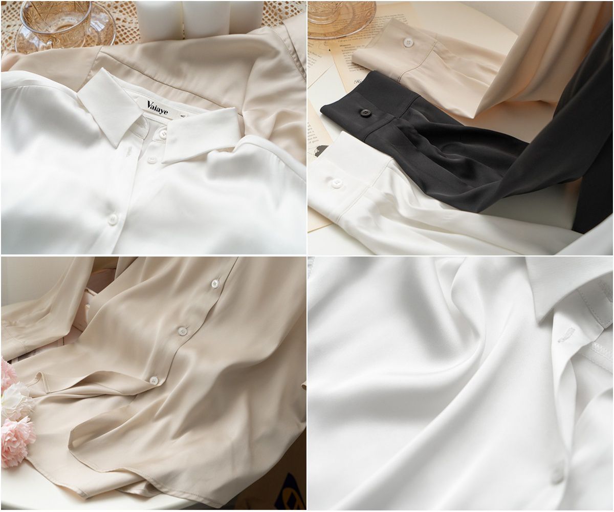 法式氣質長袖襯衫-綠色