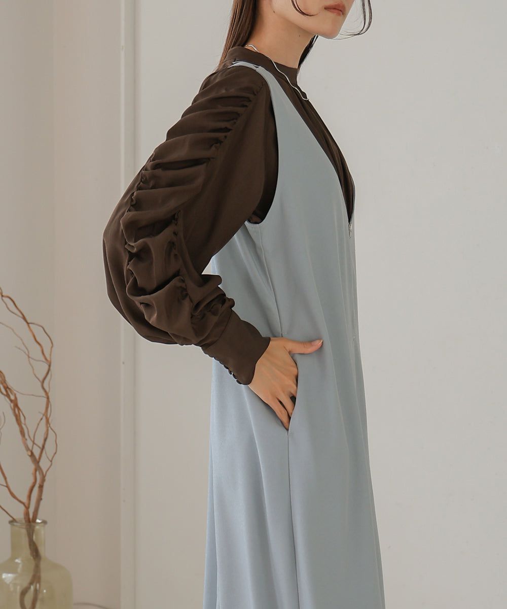 日本 Bab - 2WAY設計修身背心裙-水藍