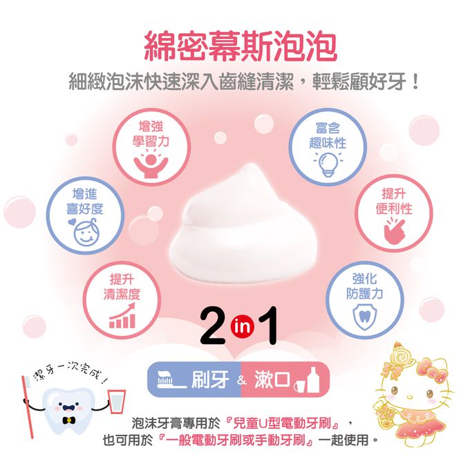 NETTEC - 優樂 Hello Kitty 凱蒂貓 兒童護齒泡沫牙膏50ml - 草莓冰淇淋