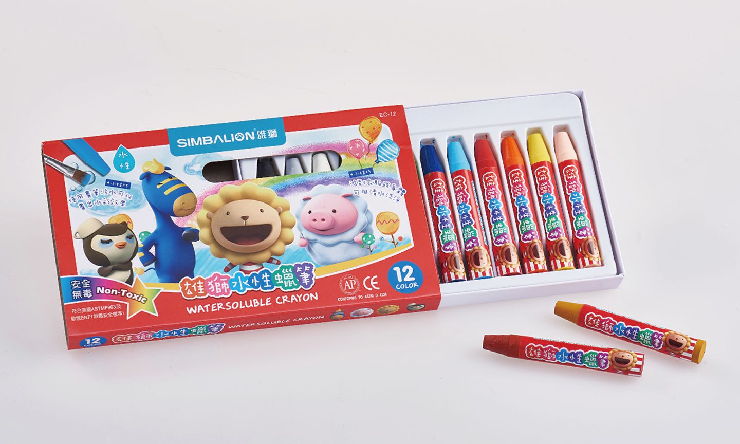 雄獅 SIMBALION - 水性蠟筆12色