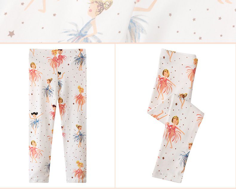 Jumping meters - 休閒腰鬆緊內搭褲-花朵仙子-白色