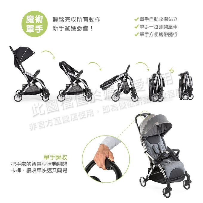 義大利 chicco - Goody Plus魔術瞬收手推車-靛青藍