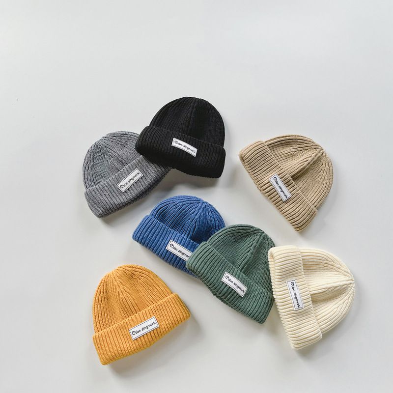 素色針織毛帽-小標籤-墨綠色 (46-51CM)