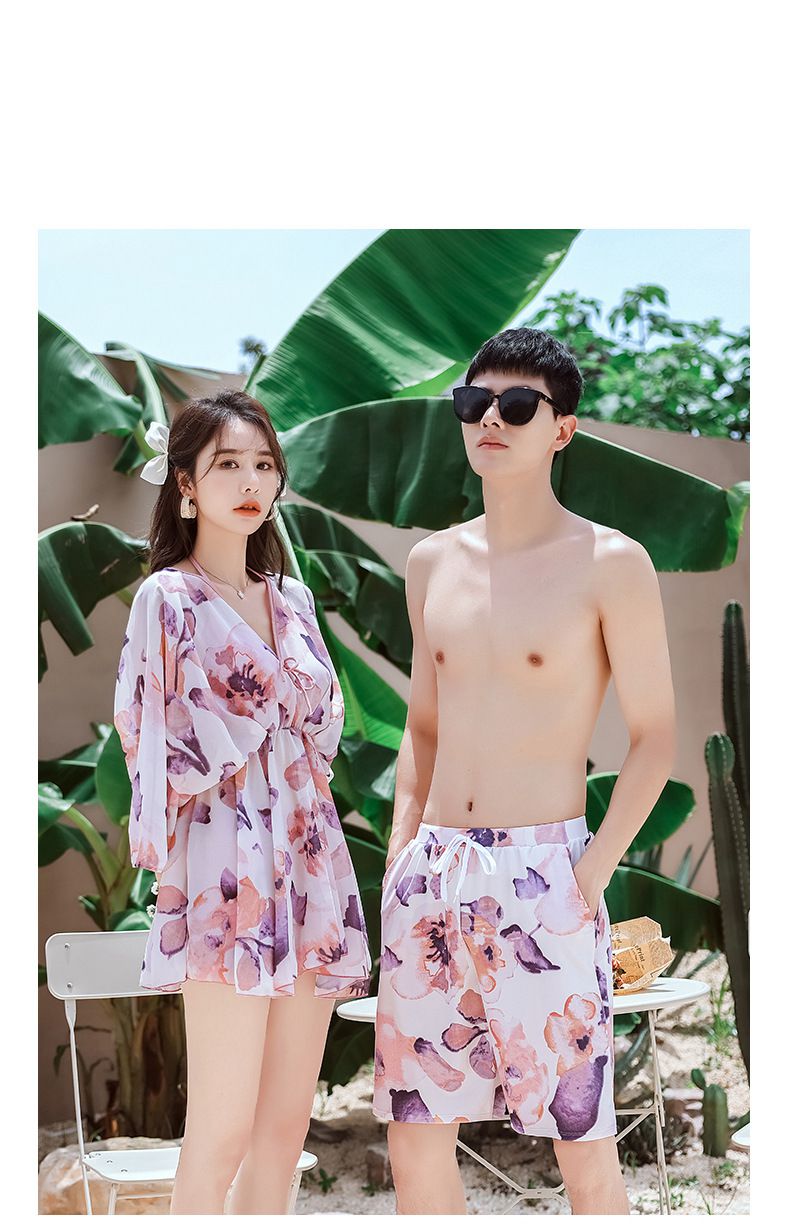 男士泳褲-唯美花瓣-紫+粉-直播專屬