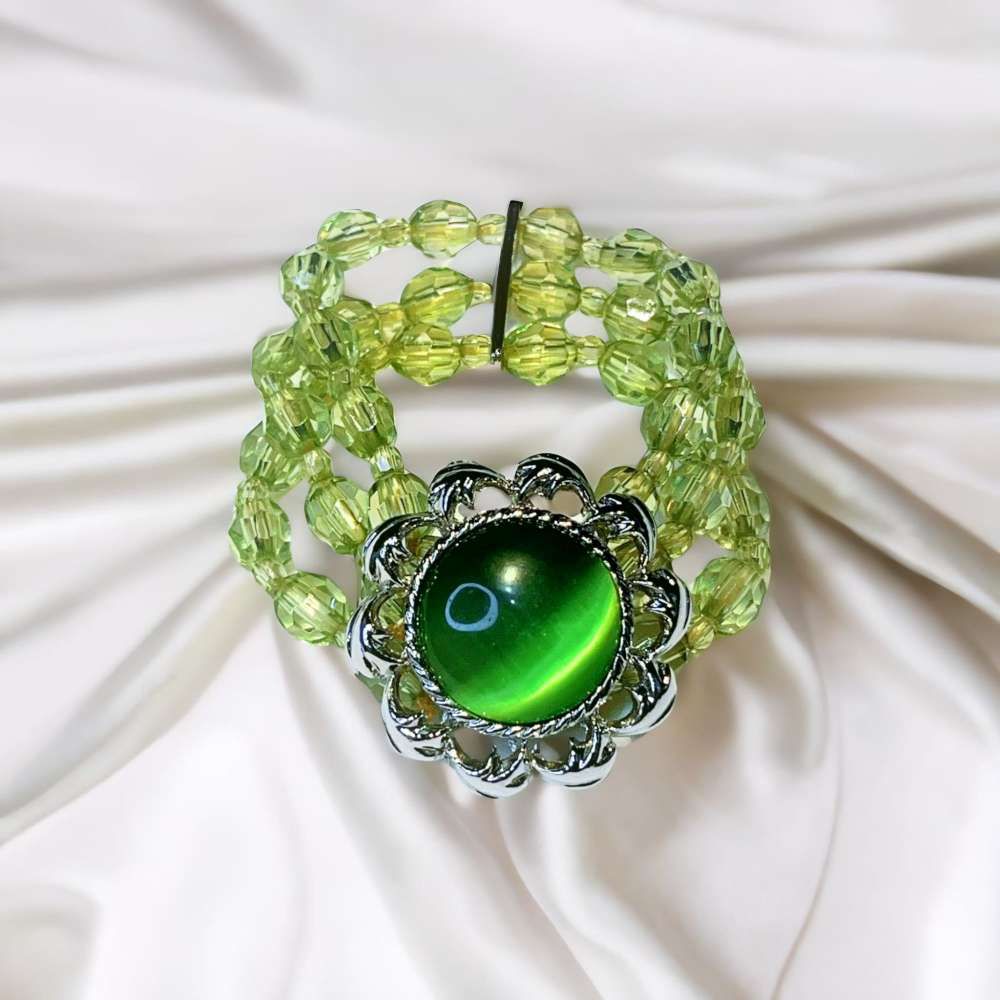 綠色貓眼串珠手環 (F SIZE)