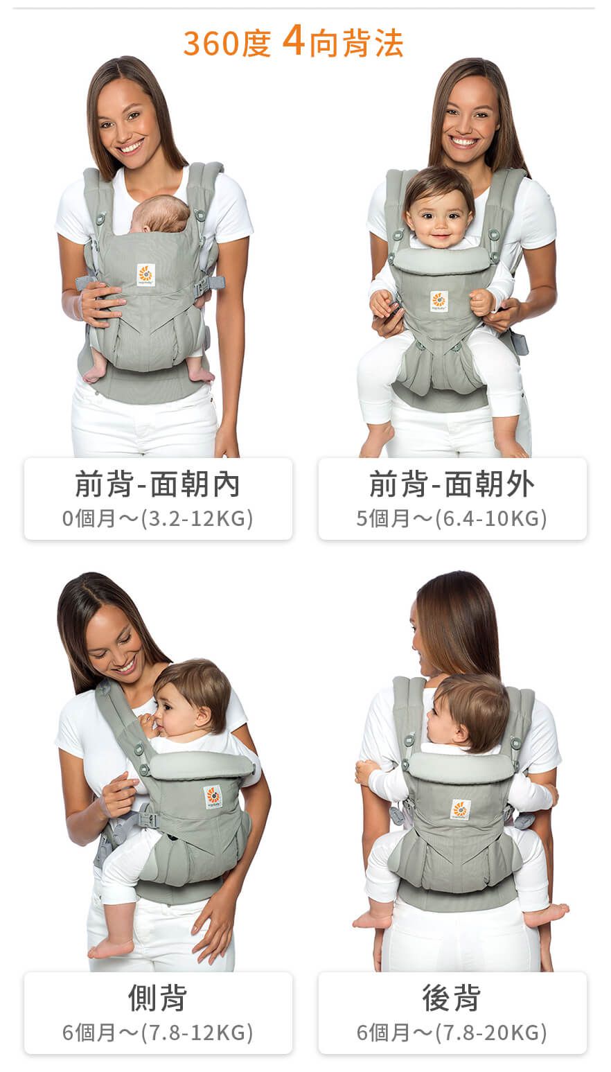 美國 ergobaby - Omni全階段型四式360嬰兒揹巾/揹帶-透氣款-淡紫色
