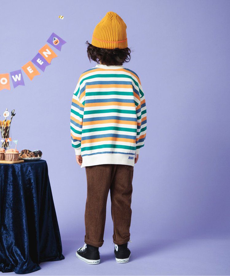 日本 BREEZE - 素色羅紋休閒長褲-象牙白