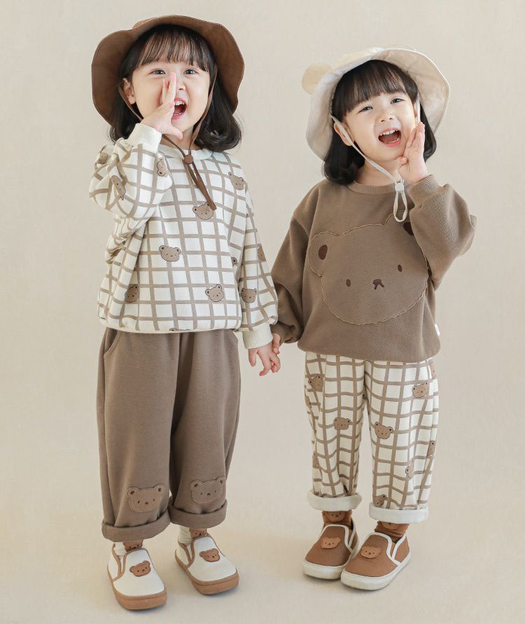 童趣造型吊帶長褲-熊熊小口袋-米白色