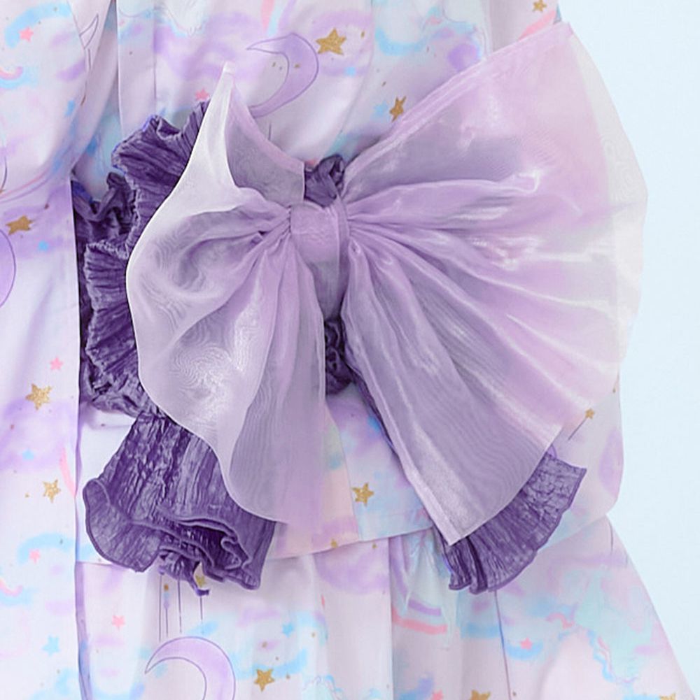 夢幻緞面歐根紗日式浴衣腰帶(鬆緊式)-深紫