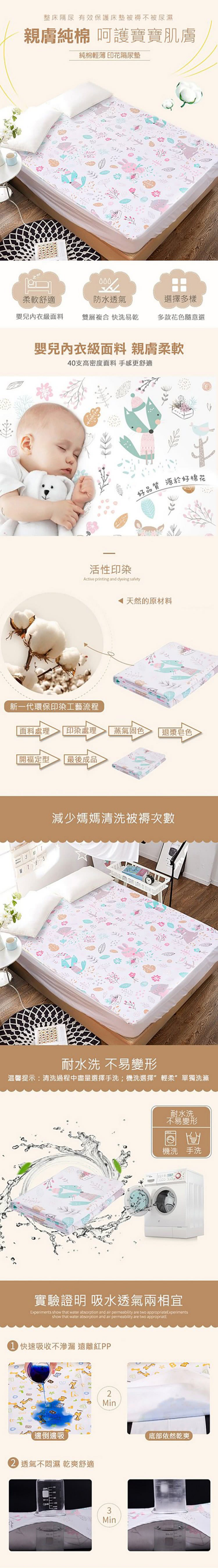 JoyNa - 防水隔尿墊床單 保潔墊 寵物墊-克维爾假日 (180*200加大雙人床)